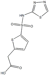 2-[5-(1,3,4-thiadiazol-2-ylsulfamoyl)thiophen-2-yl]acetic acid Struktur