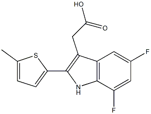 2-[5,7-difluoro-2-(5-methylthiophen-2-yl)-1H-indol-3-yl]acetic acid Struktur