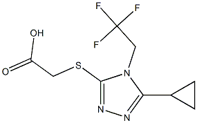 2-{[5-cyclopropyl-4-(2,2,2-trifluoroethyl)-4H-1,2,4-triazol-3-yl]sulfanyl}acetic acid Struktur