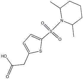 2-{5-[(2,6-dimethylpiperidine-1-)sulfonyl]thiophen-2-yl}acetic acid Struktur