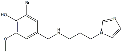 2-bromo-4-({[3-(1H-imidazol-1-yl)propyl]amino}methyl)-6-methoxyphenol Struktur