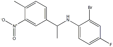 2-bromo-4-fluoro-N-[1-(4-methyl-3-nitrophenyl)ethyl]aniline Struktur