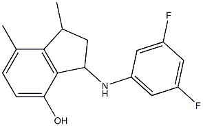 3-[(3,5-difluorophenyl)amino]-1,7-dimethyl-2,3-dihydro-1H-inden-4-ol Struktur