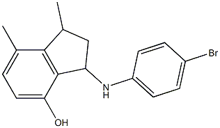 3-[(4-bromophenyl)amino]-1,7-dimethyl-2,3-dihydro-1H-inden-4-ol Struktur