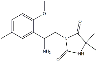 3-[2-amino-2-(2-methoxy-5-methylphenyl)ethyl]-5,5-dimethylimidazolidine-2,4-dione Struktur