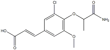 3-[4-(1-carbamoylethoxy)-3-chloro-5-methoxyphenyl]prop-2-enoic acid Struktur