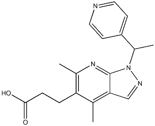 3-[4,6-dimethyl-1-(1-pyridin-4-ylethyl)-1H-pyrazolo[3,4-b]pyridin-5-yl]propanoic acid Struktur