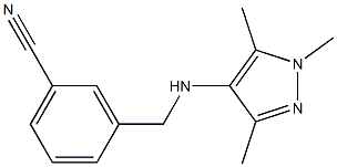 3-{[(1,3,5-trimethyl-1H-pyrazol-4-yl)amino]methyl}benzonitrile Struktur