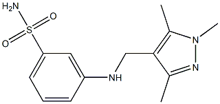 3-{[(1,3,5-trimethyl-1H-pyrazol-4-yl)methyl]amino}benzene-1-sulfonamide Struktur