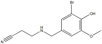 3-{[(3-bromo-4-hydroxy-5-methoxyphenyl)methyl]amino}propanenitrile Struktur