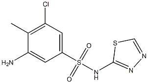 3-amino-5-chloro-4-methyl-N-(1,3,4-thiadiazol-2-yl)benzene-1-sulfonamide Struktur