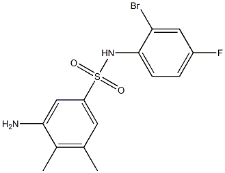 3-amino-N-(2-bromo-4-fluorophenyl)-4,5-dimethylbenzene-1-sulfonamide Struktur