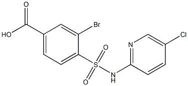 3-bromo-4-[(5-chloropyridin-2-yl)sulfamoyl]benzoic acid Struktur