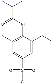 3-ethyl-5-methyl-4-(2-methylpropanamido)benzene-1-sulfonyl chloride Struktur