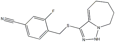 3-fluoro-4-({5H,6H,7H,8H,9H-[1,2,4]triazolo[3,4-a]azepin-3-ylsulfanyl}methyl)benzonitrile Struktur