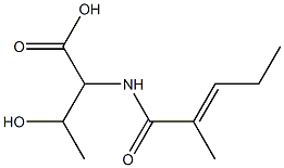 3-hydroxy-2-{[(2E)-2-methylpent-2-enoyl]amino}butanoic acid Struktur