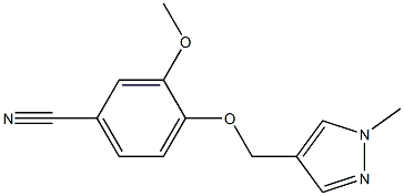 3-methoxy-4-[(1-methyl-1H-pyrazol-4-yl)methoxy]benzonitrile Struktur