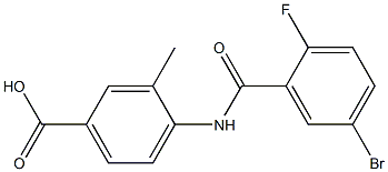 4-[(5-bromo-2-fluorobenzene)amido]-3-methylbenzoic acid Struktur