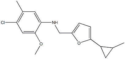 4-chloro-2-methoxy-5-methyl-N-{[5-(2-methylcyclopropyl)furan-2-yl]methyl}aniline Struktur