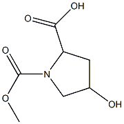 4-hydroxy-1-(methoxycarbonyl)pyrrolidine-2-carboxylic acid Struktur