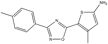 4-methyl-5-[3-(4-methylphenyl)-1,2,4-oxadiazol-5-yl]thiophen-2-amine Struktur