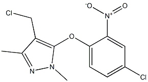 5-(4-chloro-2-nitrophenoxy)-4-(chloromethyl)-1,3-dimethyl-1H-pyrazole Struktur