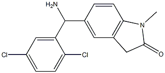 5-[amino(2,5-dichlorophenyl)methyl]-1-methyl-2,3-dihydro-1H-indol-2-one Struktur