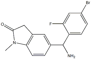 5-[amino(4-bromo-2-fluorophenyl)methyl]-1-methyl-2,3-dihydro-1H-indol-2-one Struktur