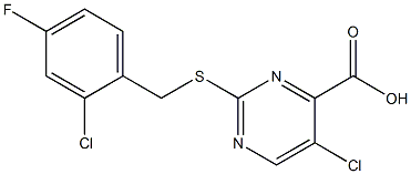 5-chloro-2-[(2-chloro-4-fluorobenzyl)thio]pyrimidine-4-carboxylic acid Struktur