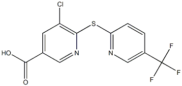 5-chloro-6-{[5-(trifluoromethyl)pyridin-2-yl]sulfanyl}pyridine-3-carboxylic acid Struktur