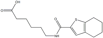 6-(4,5,6,7-tetrahydro-1-benzothiophen-2-ylformamido)hexanoic acid Struktur