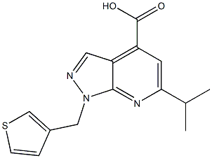 6-(propan-2-yl)-1-(thiophen-3-ylmethyl)-1H-pyrazolo[3,4-b]pyridine-4-carboxylic acid Struktur