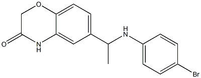 6-{1-[(4-bromophenyl)amino]ethyl}-3,4-dihydro-2H-1,4-benzoxazin-3-one Struktur