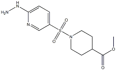 methyl 1-[(6-hydrazinylpyridine-3-)sulfonyl]piperidine-4-carboxylate Struktur