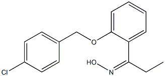 N-(1-{2-[(4-chlorophenyl)methoxy]phenyl}propylidene)hydroxylamine Struktur