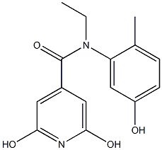 N-ethyl-2,6-dihydroxy-N-(5-hydroxy-2-methylphenyl)pyridine-4-carboxamide Struktur