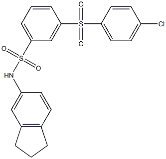 3-[(4-chlorophenyl)sulfonyl]-N-(2,3-dihydro-1H-inden-5-yl)benzenesulfonamide Struktur