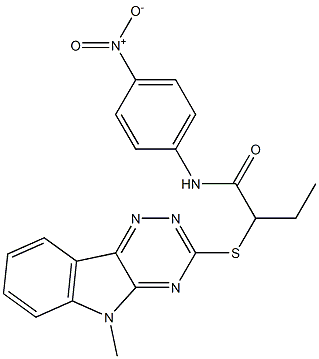 N-{4-nitrophenyl}-2-[(5-methyl-5H-[1,2,4]triazino[5,6-b]indol-3-yl)sulfanyl]butanamide Struktur