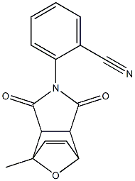 2-(1-methyl-3,5-dioxo-10-oxa-4-azatricyclo[5.2.1.0~2,6~]dec-8-en-4-yl)benzonitrile Struktur