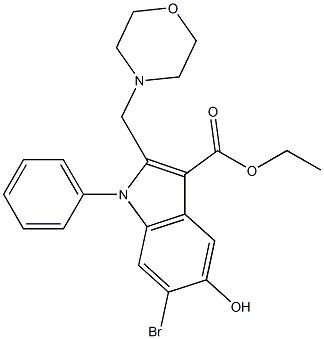 ethyl 6-bromo-5-hydroxy-2-(4-morpholinylmethyl)-1-phenyl-1H-indole-3-carboxylate Struktur