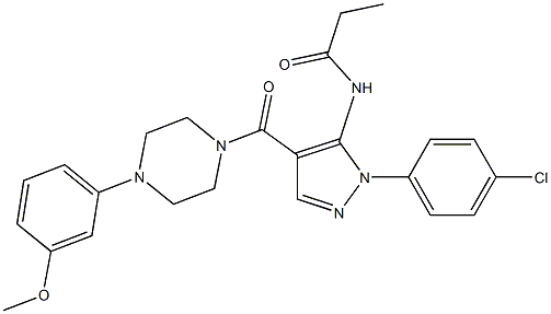 N-(1-(4-chlorophenyl)-4-{[4-(3-methoxyphenyl)-1-piperazinyl]carbonyl}-1H-pyrazol-5-yl)propanamide Struktur