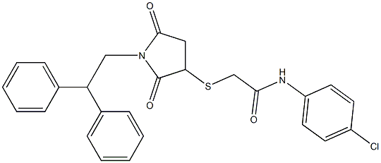 N-(4-chlorophenyl)-2-{[1-(2,2-diphenylethyl)-2,5-dioxo-3-pyrrolidinyl]sulfanyl}acetamide Struktur