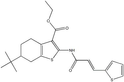 ethyl 6-tert-butyl-2-{[3-(2-thienyl)acryloyl]amino}-4,5,6,7-tetrahydro-1-benzothiophene-3-carboxylate Struktur