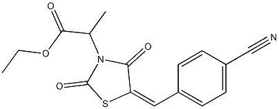 ethyl 2-[5-(4-cyanobenzylidene)-2,4-dioxo-1,3-thiazolidin-3-yl]propanoate Struktur