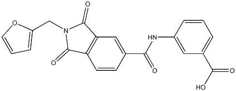 3-({[2-(2-furylmethyl)-1,3-dioxo-2,3-dihydro-1H-isoindol-5-yl]carbonyl}amino)benzoic acid Struktur