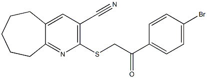 2-{[2-(4-bromophenyl)-2-oxoethyl]sulfanyl}-6,7,8,9-tetrahydro-5H-cyclohepta[b]pyridine-3-carbonitrile Struktur