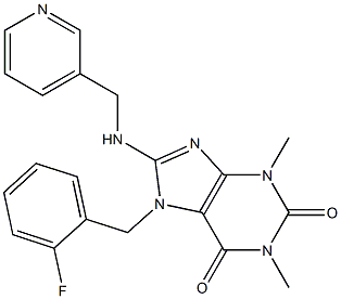 7-(2-fluorobenzyl)-1,3-dimethyl-8-[(3-pyridinylmethyl)amino]-3,7-dihydro-1H-purine-2,6-dione Struktur