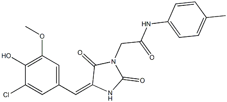 2-[4-(3-chloro-4-hydroxy-5-methoxybenzylidene)-2,5-dioxoimidazolidin-1-yl]-N-(4-methylphenyl)acetamide Struktur