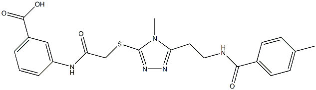 3-({[(4-methyl-5-{2-[(4-methylbenzoyl)amino]ethyl}-4H-1,2,4-triazol-3-yl)sulfanyl]acetyl}amino)benzoic acid Struktur