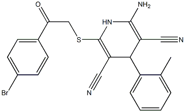 2-amino-6-{[2-(4-bromophenyl)-2-oxoethyl]sulfanyl}-4-(2-methylphenyl)-1,4-dihydropyridine-3,5-dicarbonitrile Struktur